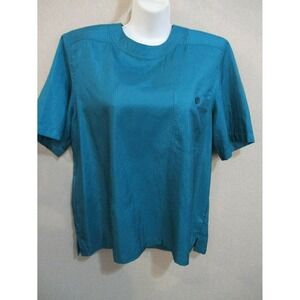 Vintage Joan Harper Shell Top Size 14 Textured Dark Teal Green